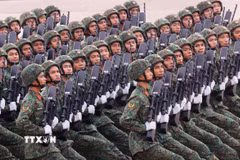 Khối chiến sỹ Tác chiến điện tử tại lễ diễu binh, diễu hành sự kiện A80. (Ảnh minh họa: Văn Điệp/TTXVN)