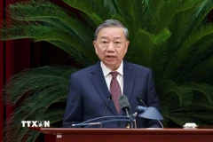 Tổng Bí thư Tô Lâm phát biểu bế mạc Hội nghị lần thứ mười hai Ban Chấp hành Trung ương Đảng khóa XIII. (Ảnh: Phạm Kiên/TTXVN)