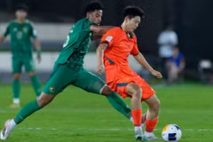 U17 Trung Quốc thắng sốc chủ nhà U17 Saudi Arabia (áo xanh). (Nguồn: AFC)