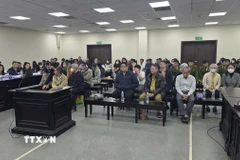 Các bị cáo tại phiên tranh luận. (Ảnh: Kim Anh/TTXVN)