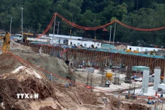 Công trường thi công Dự án Trung tâm tổ chức Hội nghị APEC 2027 và các công trình chức năng. (Ảnh: Lê Huy Hải/TTXVN)