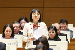 Đại biểu Quốc hội thành phố Hải Phòng Nguyễn Thị Việt Nga phát biểu. (Ảnh: Doãn Tấn/TTXVN)