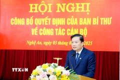 Phó Bí thư tỉnh ủy Nghệ An Lê Hồng Vinh. (Ảnh: Trịnh Duy Hưng/TTXVN)