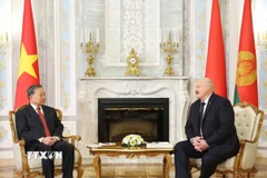 Tổng Bí thư Tô Lâm hội đàm hẹp với Tổng thống Belarus Aleksandr Lukashenko. (Ảnh: Thống Nhất/TTXVN)
