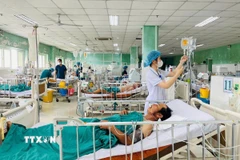 Các bác sỹ đang tích cực điều trị cho bệnh nhân A Khăn. (Ảnh: Dư Toán/TTXVN)
