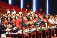 Các đại biểu tham dự Phiên thứ nhất Đại hội đại biểu toàn quốc Hội Nông dân Việt Nam lần thứ IX. (Ảnh: Hoàng Hiếu/TTXVN)