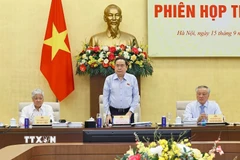 Chủ tịch Quốc hội Trần Thanh Mẫn, Chủ tịch Hội đồng Bầu cử quốc gia phát biểu. (Ảnh: Doãn Tấn/TTXVN)