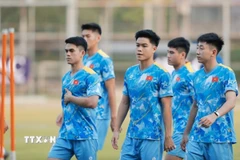 U22 Việt Nam hướng đến trận thắng ngày ra quân. (Ảnh: Minh Quyết/TTXVN)