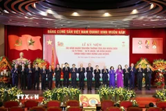 Tổng Bí thư dự Lễ kỷ niệm 80 năm Ngày truyền thống Toà án nhân dân. (Ảnh: Thống Nhất/TTXVN)