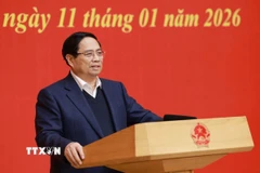 Thủ tướng Phạm Minh Chính phát biểu chỉ đạo Hội nghị triển khai phương hướng, nhiệm vụ năm 2026 của Ban Chấp hành Đảng bộ Chính phủ. (Ảnh: Dương Giang/TTXVN)