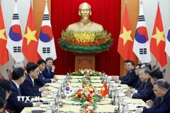 Tổng Bí thư Tô Lâm tiếp Chủ tịch Quốc hội Đại Hàn Dân Quốc Woo Won Shik. (Ảnh: Thống Nhất/TTXVN)