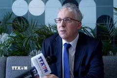Tiến sỹ Frank Alafaci, Chủ tịch Hội đồng Thượng đỉnh Doanh nghiệp Australia cho rằng, triển vọng mở rộng thương mại-đầu tư giữa Việt Nam và Australia là rất lớn khi nền kinh tế hai nước có tính bổ trợ cho nhau. (Ảnh: Trung Trang/TTXVN)