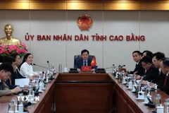 Đoàn đại biểu tỉnh Cao Bằng tham dự hội nghị. (Ảnh: Chu Hiệu/TTXVN)