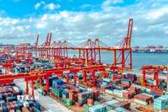 Cảng hàng hóa ở Sơn Đông, Trung Quốc. (Ảnh: THX/TTXVN)