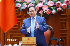 Thủ tướng Phạm Minh Chính chủ trì cuộc họp. (Ảnh: Dương Giang/TTXVN)