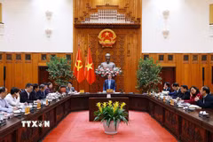 Thủ tướng Phạm Minh Chính chủ trì cuộc họp. (Ảnh: Dương Giang/TTXVN)