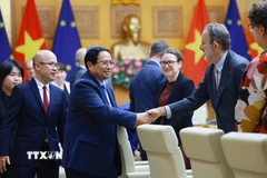 Thủ tướng Phạm Minh Chính tiếp đại diện Phái đoàn Liên minh châu Âu tại Việt Nam và Đại sứ các nước thành viên EU tại Việt Nam. (Ảnh: Dương Giang/TTXVN)