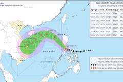 Hướng di chuyển của bão. (Nguồn: Trung tâm Dự báo Khí tượng Thủy văn Quốc gia)