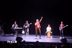 Các bạn sinh viên Việt Nam biểu diễn tại chương trình nghệ thuật VNYA Concert 2026. (Ảnh: Việt Dũng/TTXVN)