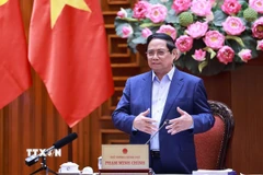 Thủ tướng Phạm Minh Chính chủ trì họp về dự án quy hoạch xây dựng cảnh quan sông Hồng. (Ảnh: Dương Giang/TTXVN)