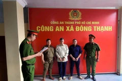 Các đối tượng tại Cơ quan Công an. (Ảnh: CTV)