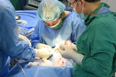 Bác sĩ thực hiện phẫu thuật ca chấn thương. (Ảnh: Khánh Ly/Vietnam+)