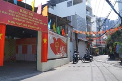 Một điểm bầu cử của phường Phú Thuận. (Ảnh: Khánh Ly/Vietnam+)