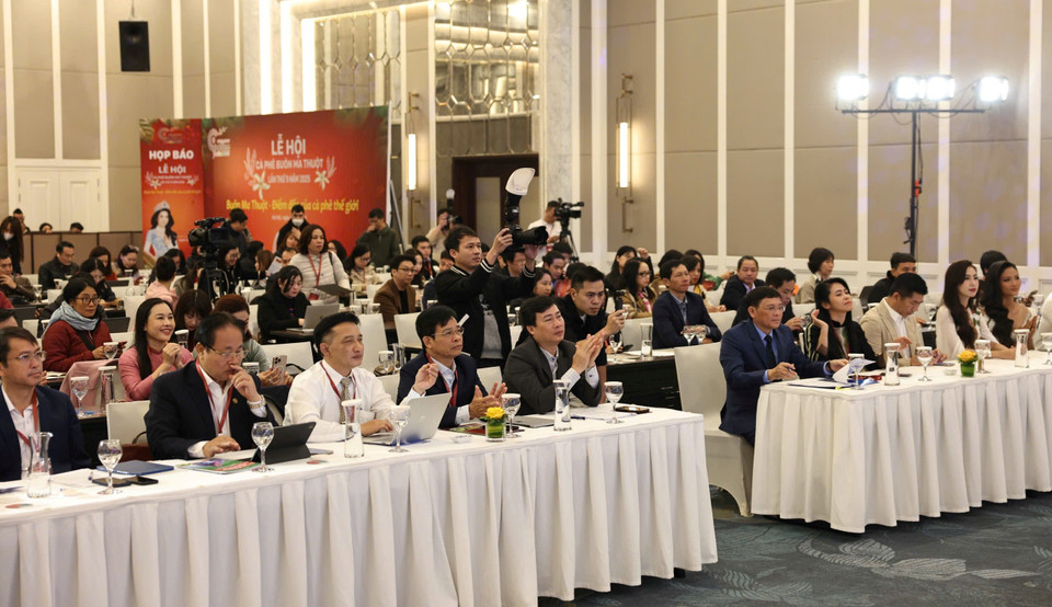 Không khí của buổi họp báo công bố lễ hội tại Hà Nội sáng nay, ngày 12/2. (Ảnh: Thanh Tùng/Vietnam+)
