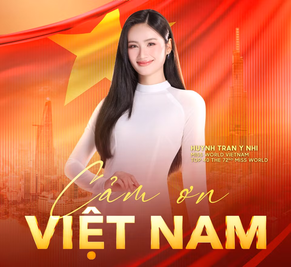 Miss World Vietnam Huỳnh Trần Ý Nhi vừa về nước sáng nay, 4/6, sau khi hoàn thành sứ mệnh tại cuộc thi Miss World lần thứ 72 tại Ấn Độ - nơi cô ghi thành tích top 40 chung cuộc. (Ảnh: CTV/Vietnam+)