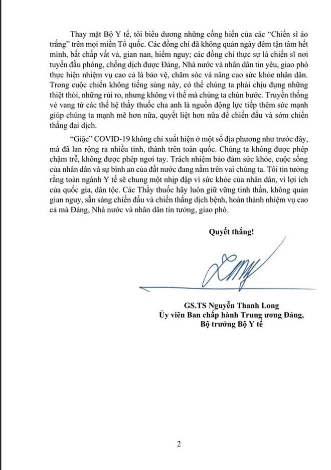 Bộ trưởng Y tế gửi tâm thư tới người lao động trong ngành y tế ảnh 3