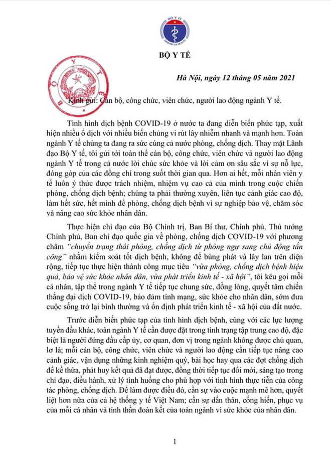 Bộ trưởng Y tế gửi tâm thư tới người lao động trong ngành y tế ảnh 2