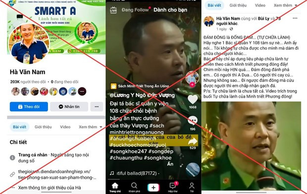 Thời gian qua, trên mạng xã hội xuất hiện đoạn clip giả danh bác sỹ của Bệnh viện Quân y 108 nhằm trục lợi. (Ảnh: Bệnh viện cung cấp) Nhân viên y tế quảng cáo thực phẩm bảo vệ sức khỏe là vi phạm quy định ảnh 1