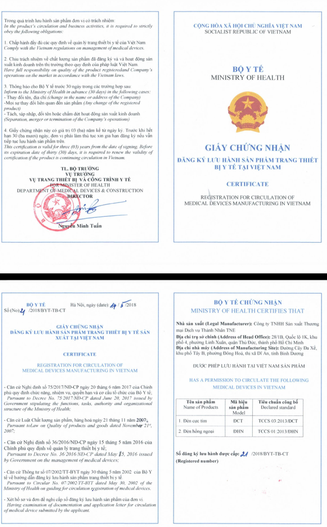 Thông tin về đèn hồng ngoại TNE quảng cáo chữa bách bệnh ảnh 3