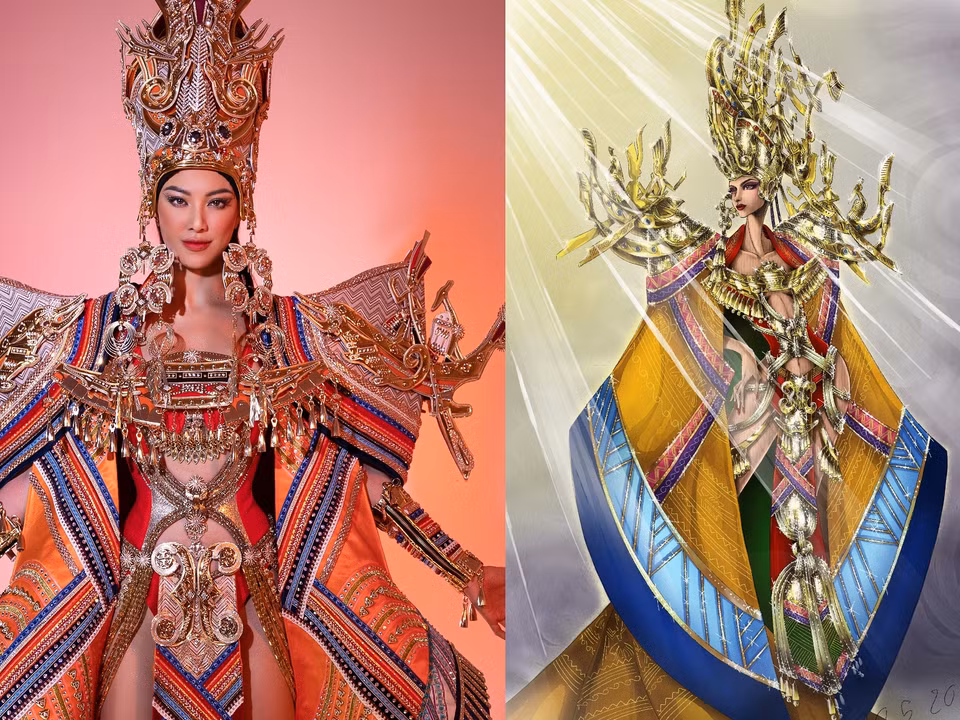 Với 2 tháng lên kế hoạch, thiết kế bản vẽ cùng 1 tháng thực hiện liên tục trang phục dân tộc đại diện Việt Nam cho Nguyễn Huỳnh Kim Duyên mang đến Miss Supranational 2022 đã chính thức lộ diện. (Ảnh: CTV/Vietnam+)