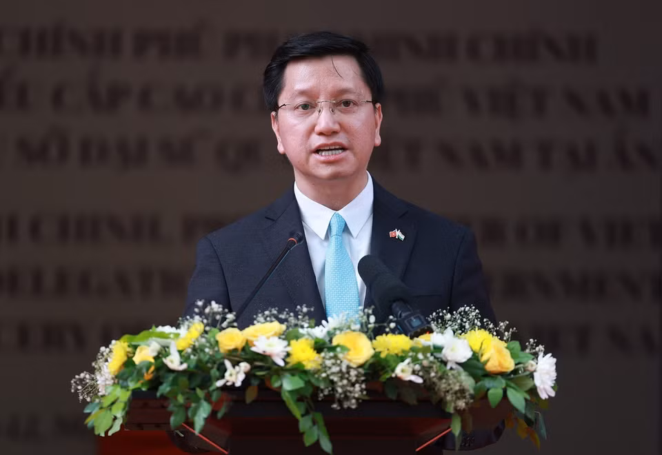 Đại sứ Việt Nam tại Ấn Độ Nguyễn Thanh Hải phát biểu. (Ảnh: Dương Giang/TTXVN)