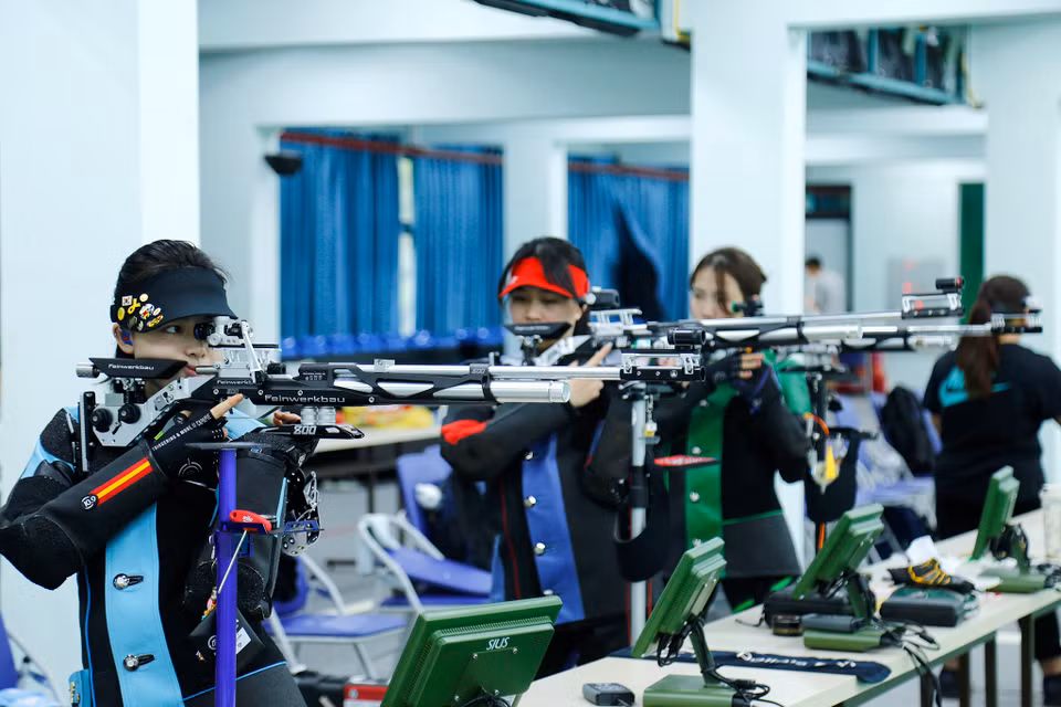Sau kỳ nghỉ Tết Nguyên đán 2024, Đội tuyển Bắn súng Việt Nam đã trở lại luyện tập tại Trung tâm Huấn luyện Thể thao Quốc gia Hà Nội. (Ảnh: Việt Anh/Vietnam+)