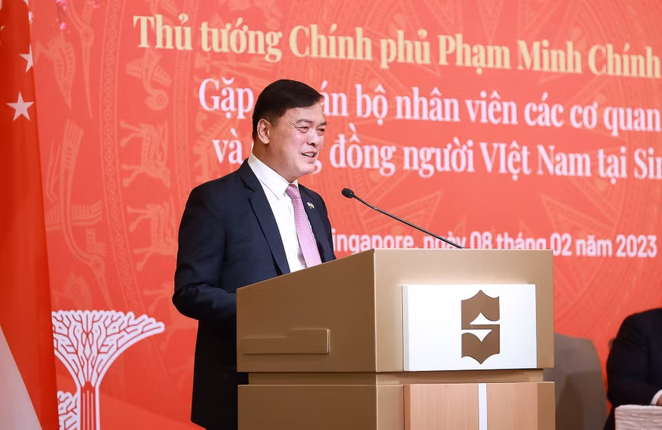Đại sứ Việt Nam tại Singapore Mai Phước Dũng phát biểu.(Ảnh: Dương Giang/TTXVN)