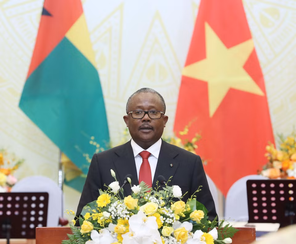 Tổng thống Cộng hòa Guinea-Bissau Umaro Sissoco Embaló phát biểu. (Ảnh: TTXVN)