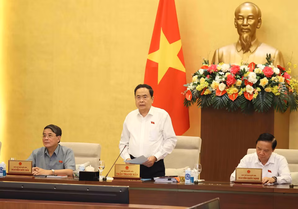 Chủ tịch Quốc hội Trần Thanh Mẫn phát biểu bế mạc phiên họp. (Ảnh: An Đăng/TTXVN)