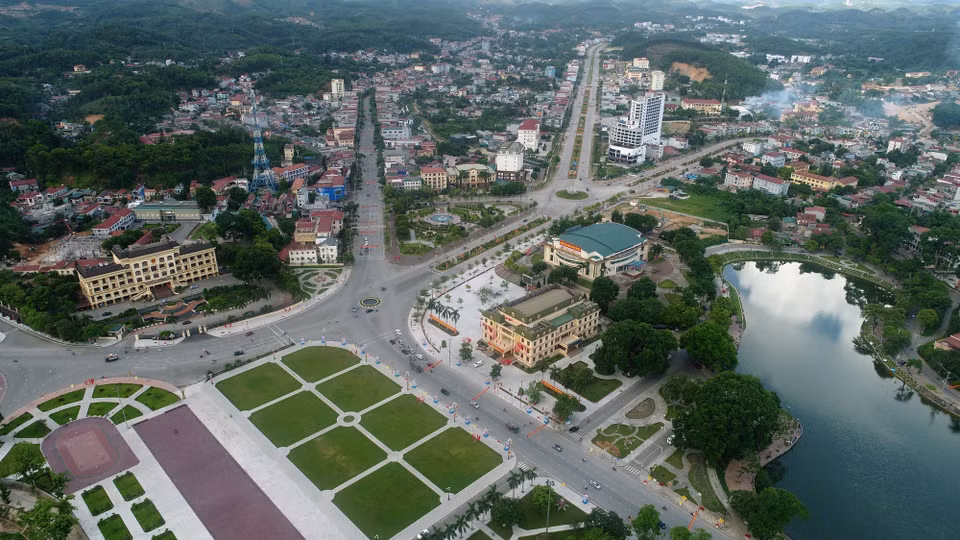 Quảng trường Km5 (Quảng trường 19-8), thành phố Yên Bái.(Ảnh: Đức Tưởng/TTXVN)