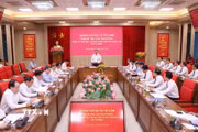 Quang cảnh buổi làm việc của Tổng Bí thư, Chủ tịch nước Tô Lâm với lãnh đạo chủ chốt Học viện Chính trị Quốc gia Hồ Chí Minh. (Ảnh: Văn Điệp/TTXVN)