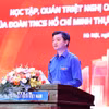 Đồng chí Nguyễn Minh Triết – Ủy viên dự khuyết Trung ương Đảng, Bí thư thường trực Trung ương Đoàn, Chủ tịch Hội Sinh viên Việt Nam phát biểu chuyên đề “Chương trình hành động của Đoàn thực hiện Nghị quyết Đại hội XIV của Đảng”. (Ảnh: Minh Đức /TTXVN)