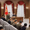 Nhà lãnh đạo Triều Tiên Kim Jong Un chủ trì Hội nghị mở rộng lần thứ nhất của Quân ủy Trung ương khóa IX tại Bình Nhưỡng ngày 9/7/2026. (Ảnh: Yonhap/TTXVN phát)
