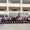 49 đối tượng, trong đó có 4 người nước ngoài, trong đường dây mua bán vận chuyển ma túy núp bóng thuốc lá điện tử bị bắt giữ. (Ảnh: TTXVN phát)