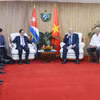 Quang cảnh cuộc hội kiến của Đặc phái viên của Tổng Bí thư, Chủ tịch nước Tô Lâm, đồng chí Lê Hoài Trung, Ủy viên Bộ Chính trị, Bộ trưởng Bộ Ngoại giao với Thủ tướng Cuba Manuel Marrero Cruz. (Ảnh: Việt Hùng/TTXVN)
