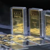 Vàng miếng được bày bán tại sàn giao dịch ở Seoul, Hàn Quốc. (Ảnh: Yonhap/TTXVN)