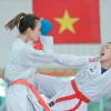 Đội tuyển Karate nỗ lực tập luyện, chuẩn bị cho SEA Games 33. (Nguồn: TTXVN)