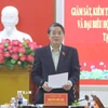Phó Chủ tịch Quốc hội Nguyễn Đức Hải phát biểu tại buổi làm việc với tỉnh Hà Tĩnh về công tác bầu cử. (Ảnh: TTXVN phát)