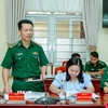 Đại tá Phạm Lê Xuân Bình, Chỉ huy trưởng Ban chỉ huy Bộ đội Biên phòng thành phố Cần Thơ báo cáo kết quả phòng chống khai thác IUU. (Ảnh: Trung Kiên/TTXVN)