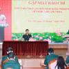 Cán bộ Tổng cục Chính trị QĐND Việt Nam thông tin về Giao lưu Hữu nghị Quốc phòng biên giới Việt Nam - Lào lần thứ 3. (Ảnh: Trọng Đức/TTXVN)